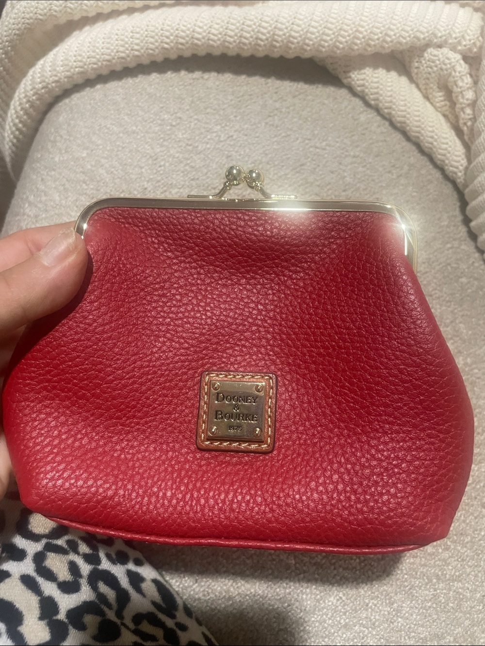 Dooney & Bourke Red Pebbled Leather Kiss-Lock Coin Purse
